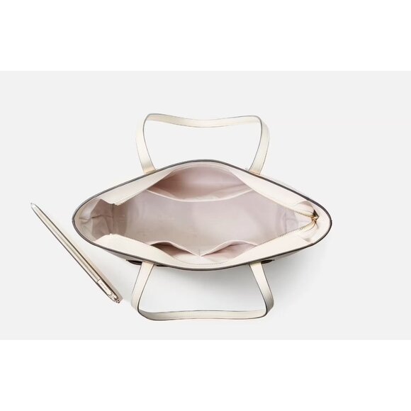 New Kate Spade Staci Tote And Wristlet 3 Piece Set Saffiano Meringue - Picture 5 of 5